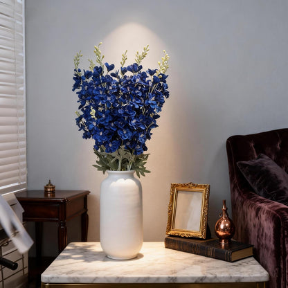 8 pcs Sky Blue Delphinium Artificial Flowers for Tall Vase, 34" Long Fake Snap Dragons Flower, Larkspur Silk Flowers with Bendable Flocking Stem Coastal Farmhouse Home Decor (Sky Blue)