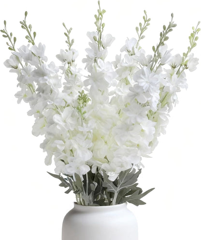 8 pcs Sky Blue Delphinium Artificial Flowers for Tall Vase, 34" Long Fake Snap Dragons Flower, Larkspur Silk Flowers with Bendable Flocking Stem Coastal Farmhouse Home Decor (Sky Blue)
