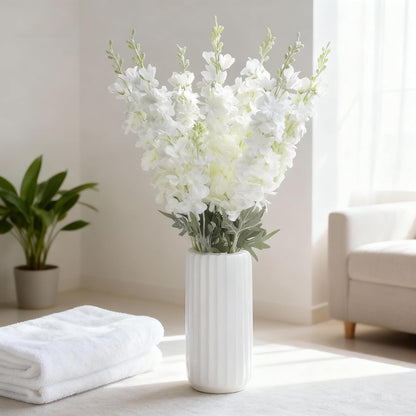 8 pcs Sky Blue Delphinium Artificial Flowers for Tall Vase, 34" Long Fake Snap Dragons Flower, Larkspur Silk Flowers with Bendable Flocking Stem Coastal Farmhouse Home Decor (Sky Blue)