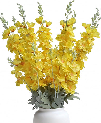 8 pcs Sky Blue Delphinium Artificial Flowers for Tall Vase, 34" Long Fake Snap Dragons Flower, Larkspur Silk Flowers with Bendable Flocking Stem Coastal Farmhouse Home Decor (Sky Blue)