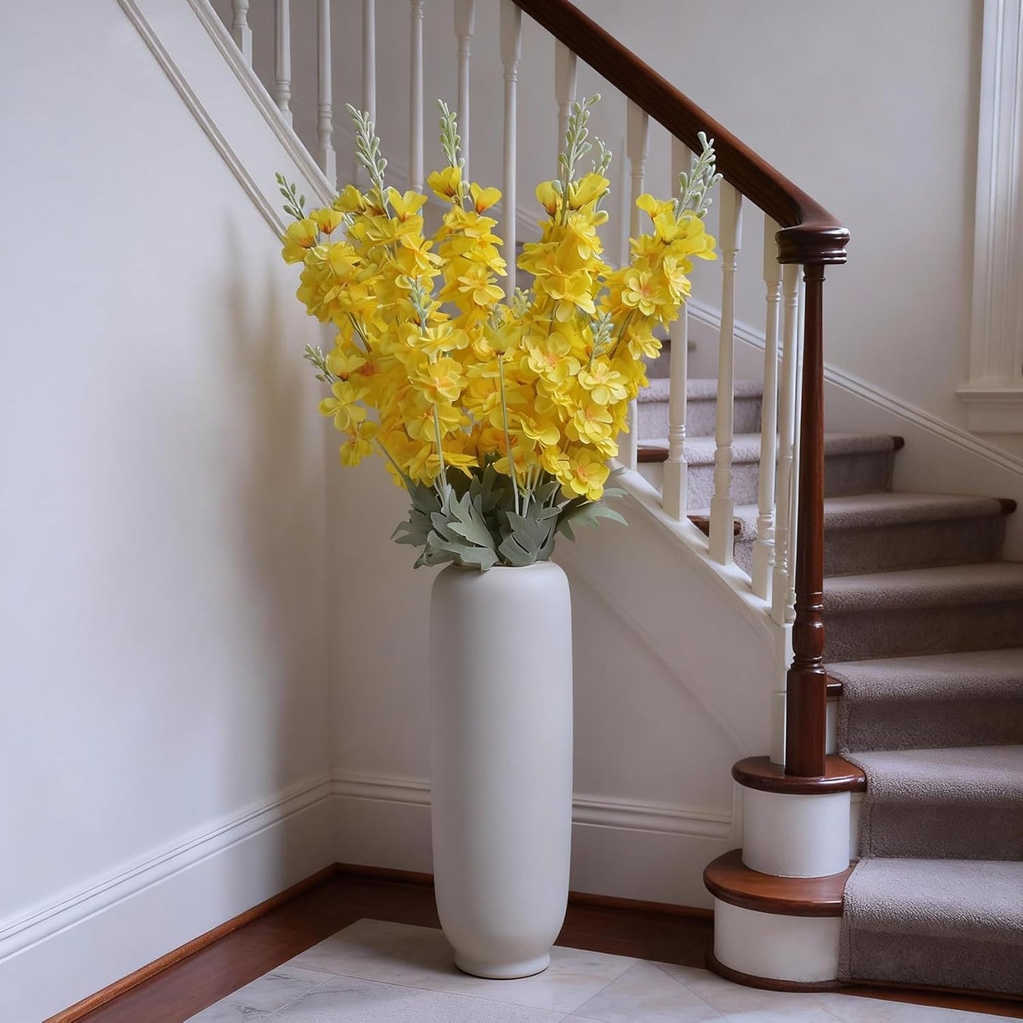 8 pcs Sky Blue Delphinium Artificial Flowers for Tall Vase, 34" Long Fake Snap Dragons Flower, Larkspur Silk Flowers with Bendable Flocking Stem Coastal Farmhouse Home Decor (Sky Blue)