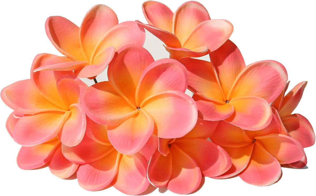 10PCS Artificial Plumeria Flowers with Stem, Apricot