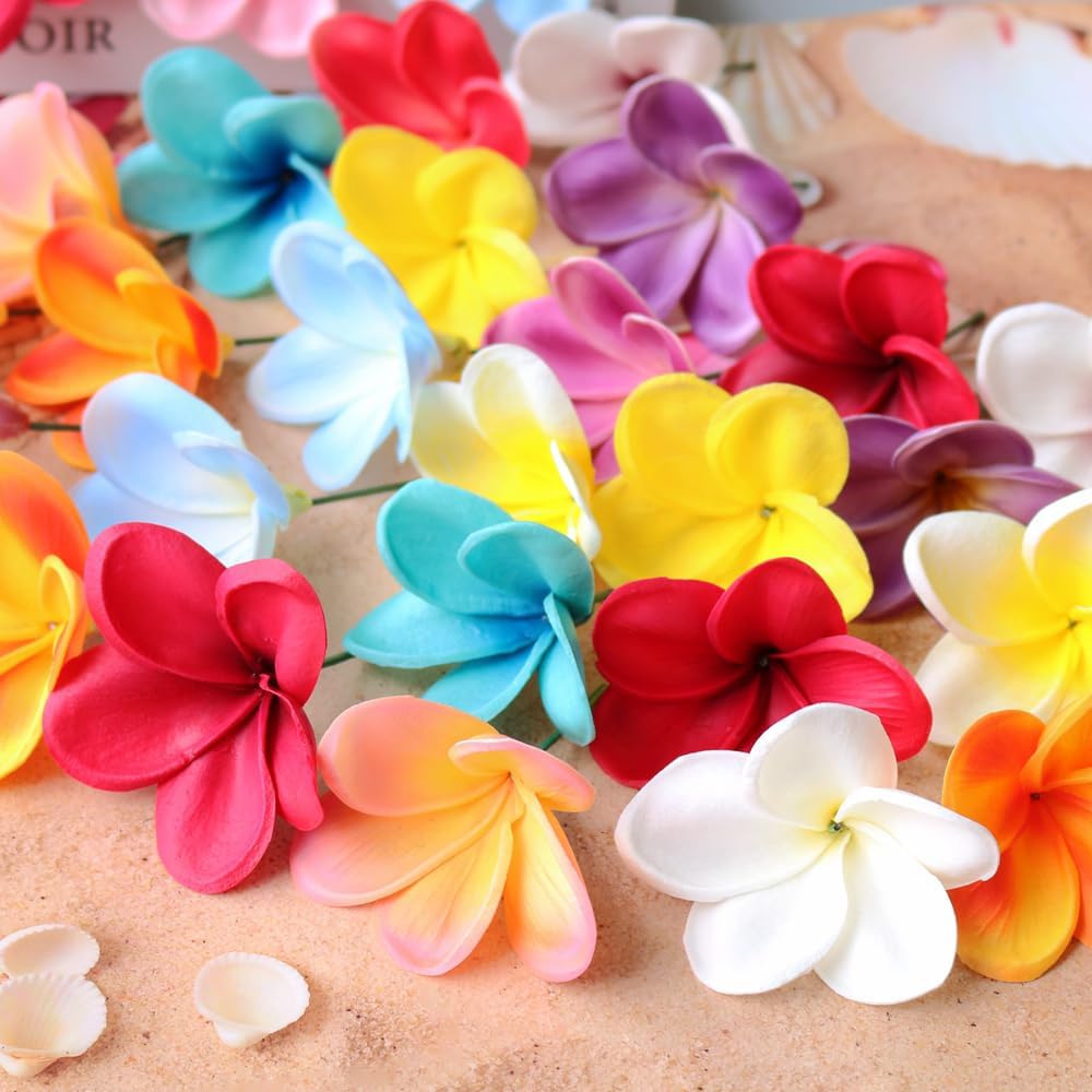 10PCS Artificial Plumeria Flowers with Stem, Apricot