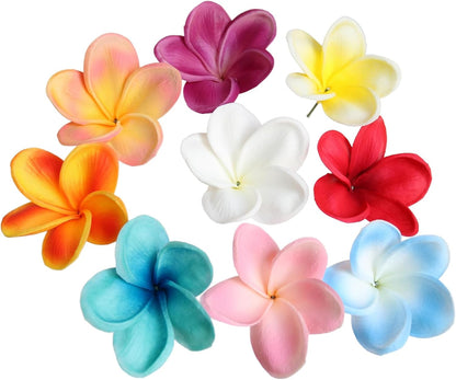10PCS Artificial Plumeria Flowers with Stem, Apricot