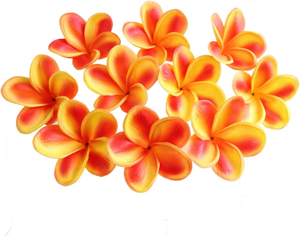10PCS Artificial Plumeria Flowers with Stem, Apricot