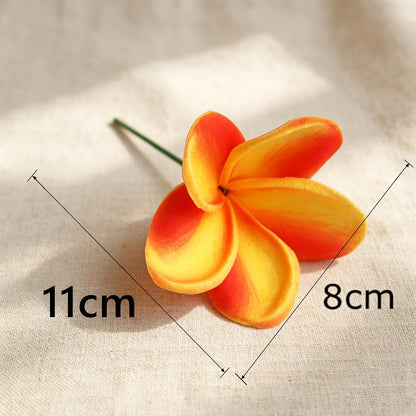 10PCS Artificial Plumeria Flowers with Stem, Apricot