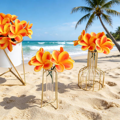 10PCS Artificial Plumeria Flowers with Stem, Apricot