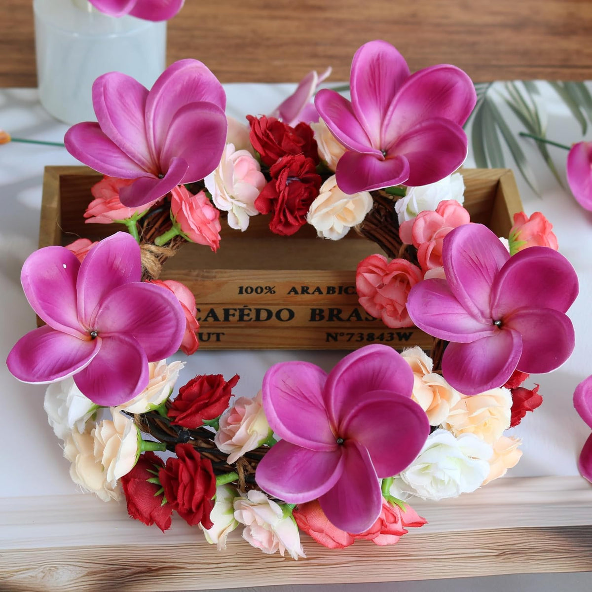 10PCS Artificial Plumeria Flowers with Stem, Apricot