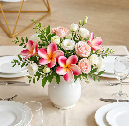 10PCS Artificial Plumeria Flowers with Stem, Apricot