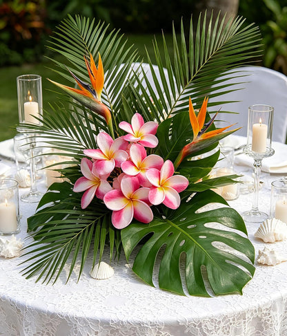 10PCS Artificial Plumeria Flowers with Stem, Apricot