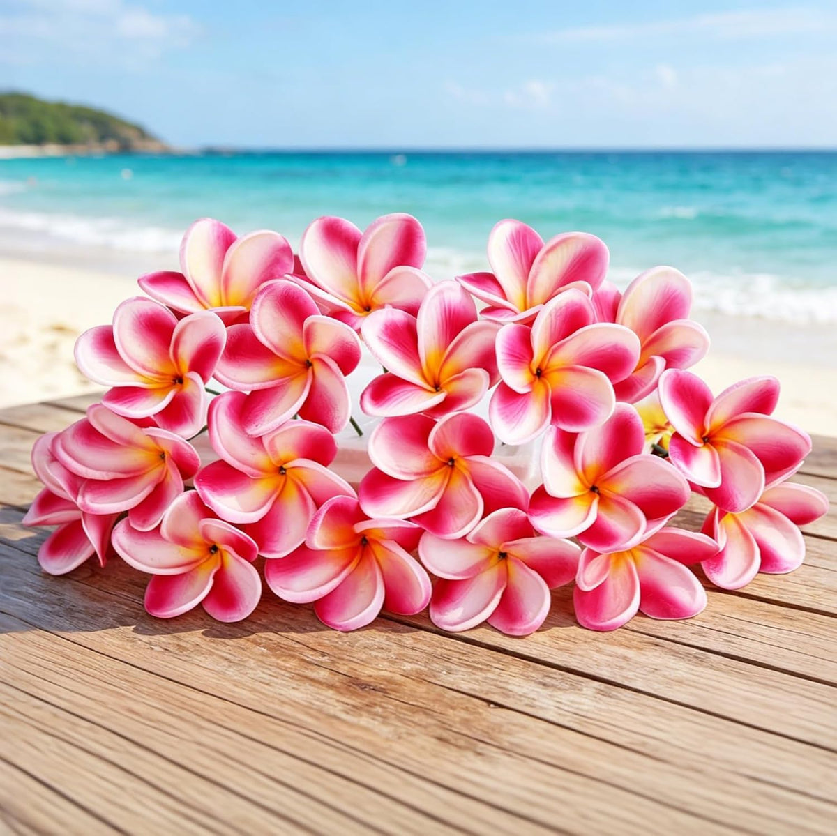 10PCS Artificial Plumeria Flowers with Stem, Apricot