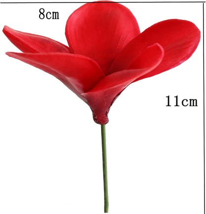 10PCS Artificial Plumeria Flowers with Stem, Apricot