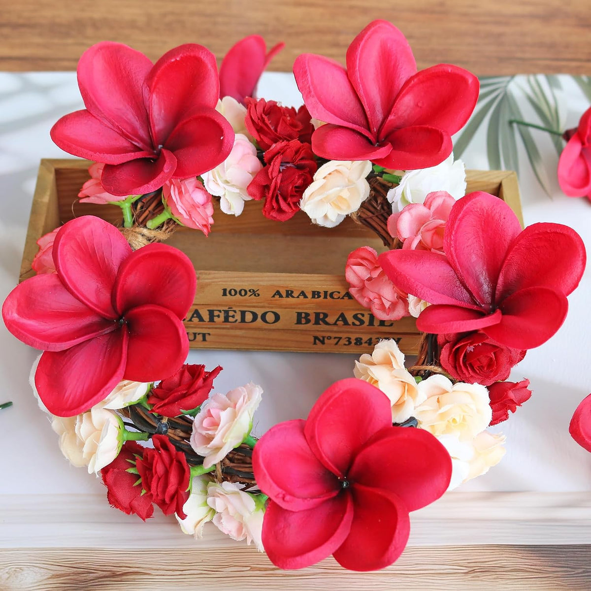 10PCS Artificial Plumeria Flowers with Stem, Apricot
