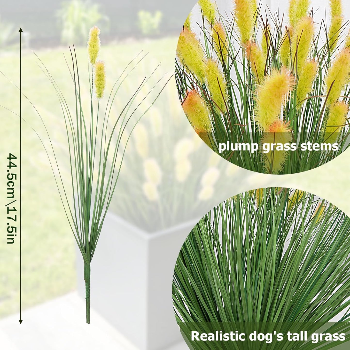 24Pcs Artificial Grass Plants, 17In UV Resistant Lavender Flowers Outdoors | Fake Silk Purple Floral UV Resistant for Outdoors Planters Home Garden Porch Decoration
