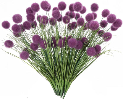 24Pcs Artificial Grass Plants, 17In UV Resistant Lavender Flowers Outdoors | Fake Silk Purple Floral UV Resistant for Outdoors Planters Home Garden Porch Decoration