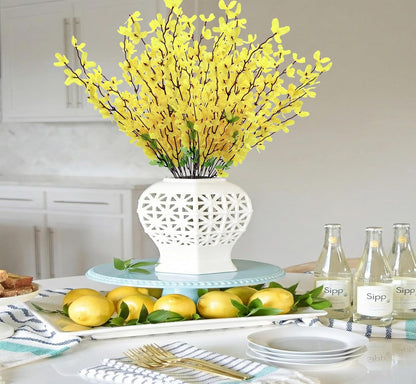 FERIAL3Pcs Artificial Forsythia Flower Branches Spring Summer Yellow Silk Fake Winter Jasmine Artificial Orchids Long Stem 41 Inch for DIY Floral Arrangement Wedding Party Home Office Decorate