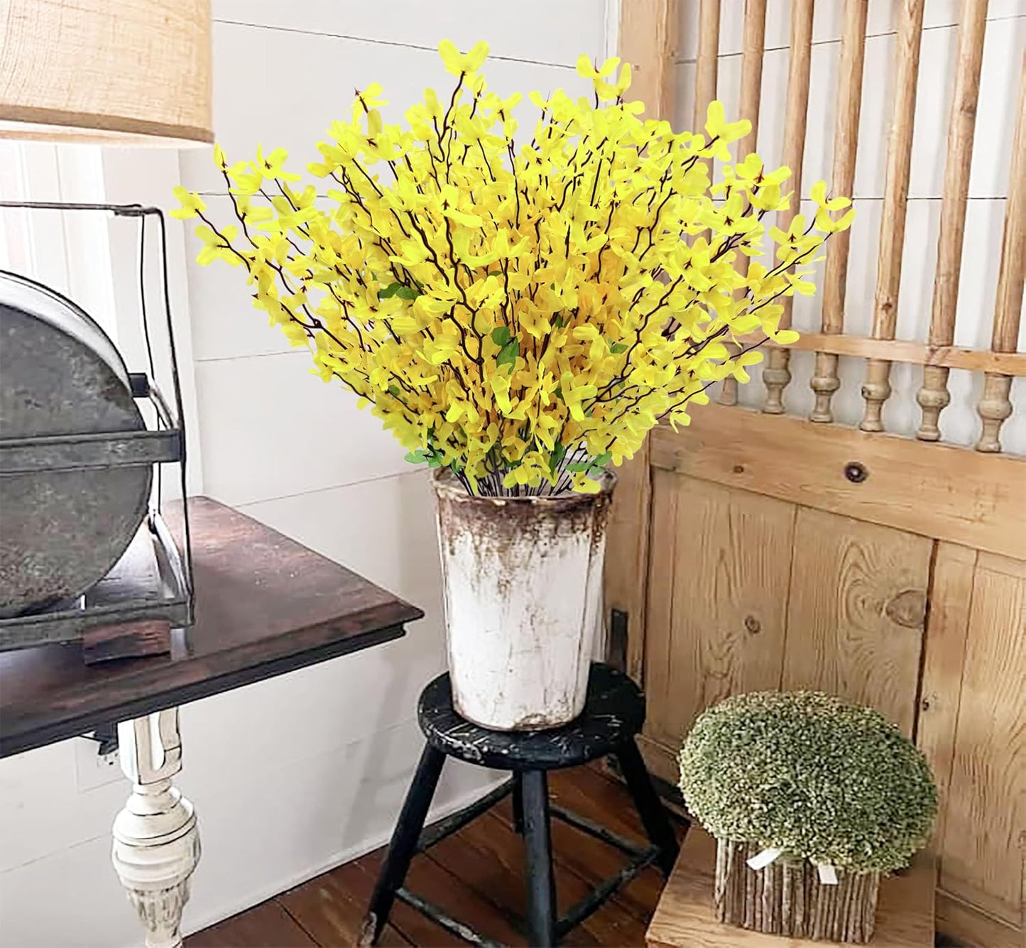 FERIAL3Pcs Artificial Forsythia Flower Branches Spring Summer Yellow Silk Fake Winter Jasmine Artificial Orchids Long Stem 41 Inch for DIY Floral Arrangement Wedding Party Home Office Decorate