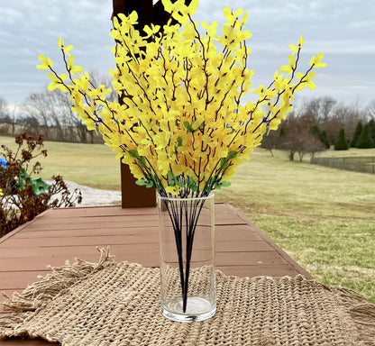FERIAL3Pcs Artificial Forsythia Flower Branches Spring Summer Yellow Silk Fake Winter Jasmine Artificial Orchids Long Stem 41 Inch for DIY Floral Arrangement Wedding Party Home Office Decorate