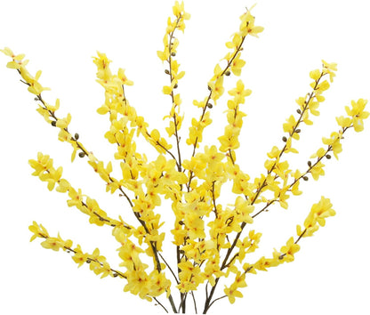 FERIAL3Pcs Artificial Forsythia Flower Branches Spring Summer Yellow Silk Fake Winter Jasmine Artificial Orchids Long Stem 41 Inch for DIY Floral Arrangement Wedding Party Home Office Decorate