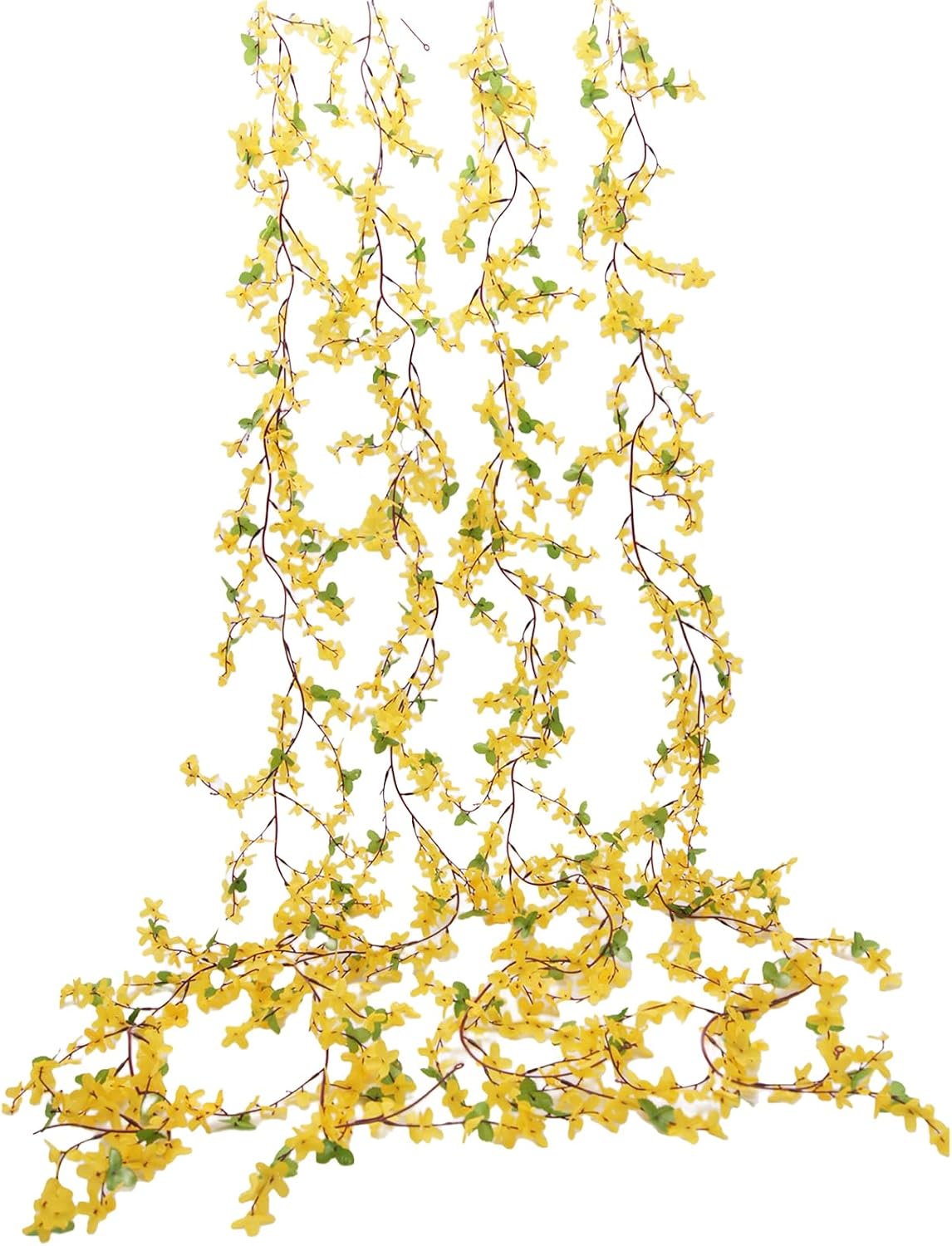 FERIAL3Pcs Artificial Forsythia Flower Branches Spring Summer Yellow Silk Fake Winter Jasmine Artificial Orchids Long Stem 41 Inch for DIY Floral Arrangement Wedding Party Home Office Decorate