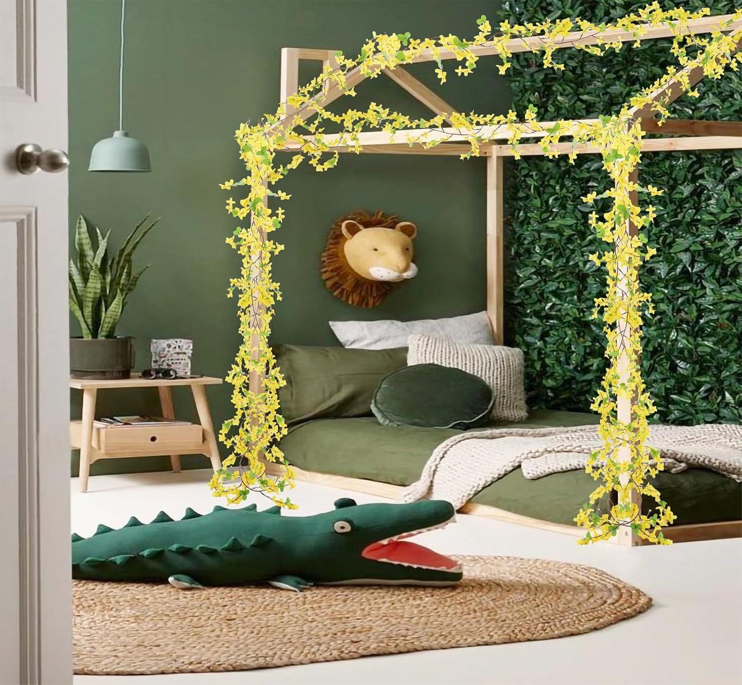 FERIAL3Pcs Artificial Forsythia Flower Branches Spring Summer Yellow Silk Fake Winter Jasmine Artificial Orchids Long Stem 41 Inch for DIY Floral Arrangement Wedding Party Home Office Decorate