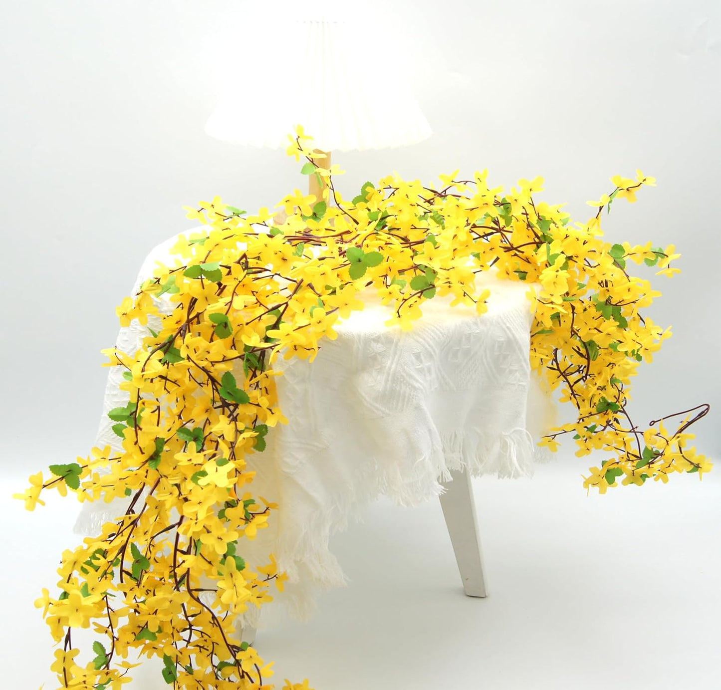 FERIAL3Pcs Artificial Forsythia Flower Branches Spring Summer Yellow Silk Fake Winter Jasmine Artificial Orchids Long Stem 41 Inch for DIY Floral Arrangement Wedding Party Home Office Decorate