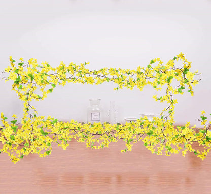 FERIAL3Pcs Artificial Forsythia Flower Branches Spring Summer Yellow Silk Fake Winter Jasmine Artificial Orchids Long Stem 41 Inch for DIY Floral Arrangement Wedding Party Home Office Decorate