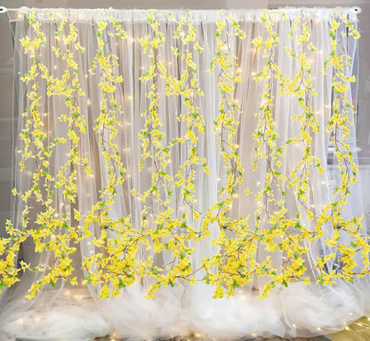 FERIAL3Pcs Artificial Forsythia Flower Branches Spring Summer Yellow Silk Fake Winter Jasmine Artificial Orchids Long Stem 41 Inch for DIY Floral Arrangement Wedding Party Home Office Decorate