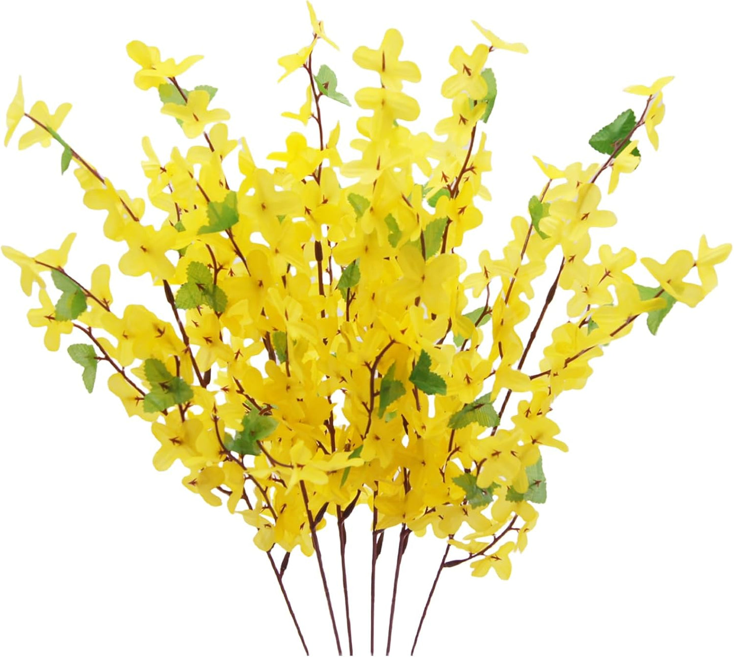 FERIAL3Pcs Artificial Forsythia Flower Branches Spring Summer Yellow Silk Fake Winter Jasmine Artificial Orchids Long Stem 41 Inch for DIY Floral Arrangement Wedding Party Home Office Decorate