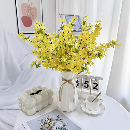 FERIAL3Pcs Artificial Forsythia Flower Branches Spring Summer Yellow Silk Fake Winter Jasmine Artificial Orchids Long Stem 41 Inch for DIY Floral Arrangement Wedding Party Home Office Decorate