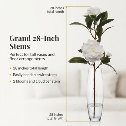 White Gardenia Spray, 2 Pack 28in Faux Flowers for Vases