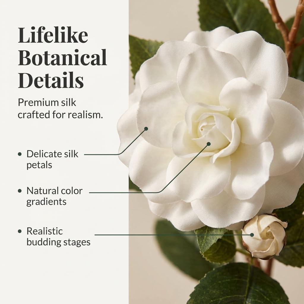 White Gardenia Spray, 2 Pack 28in Faux Flowers for Vases