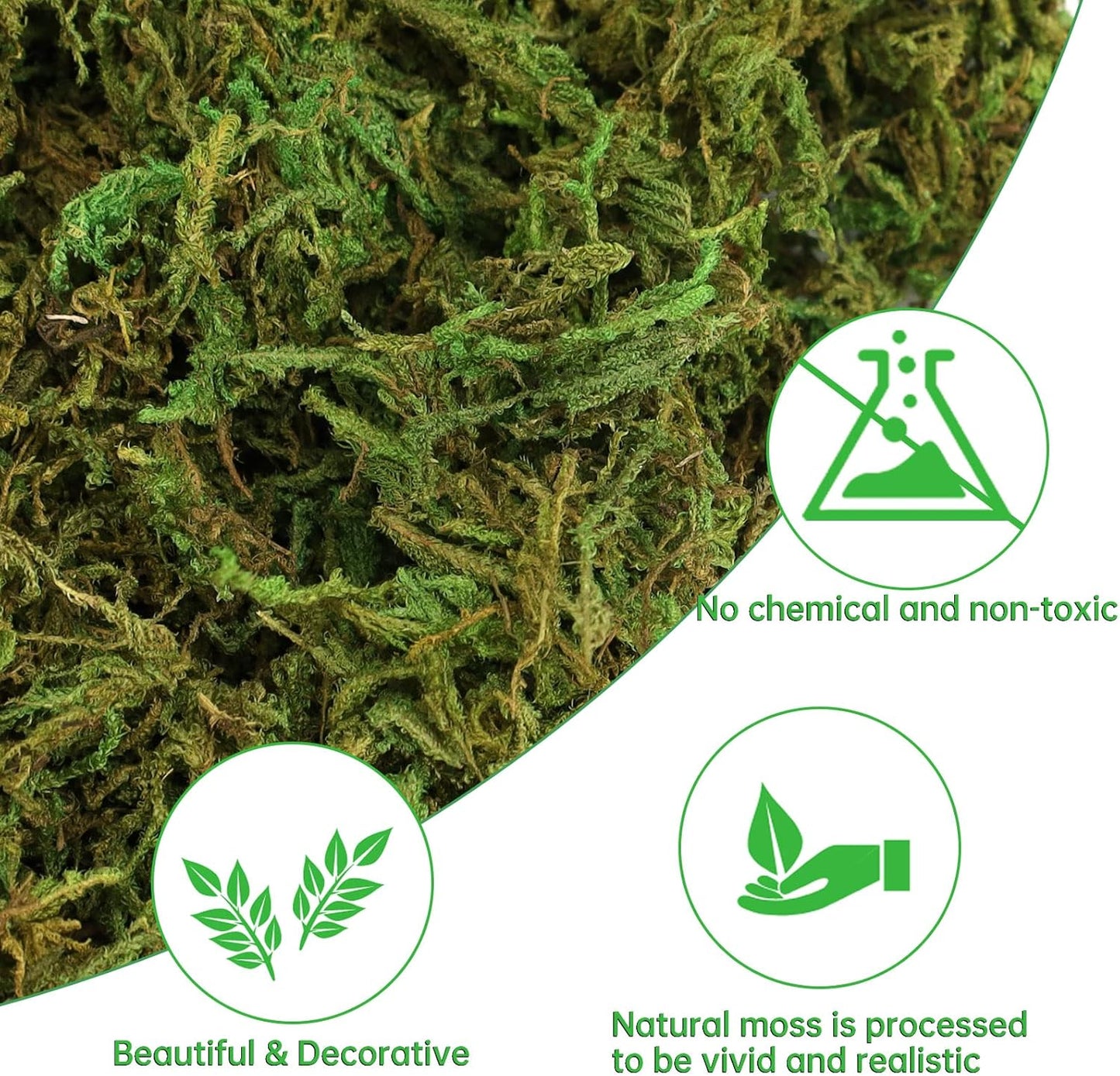 17.6 OZ Large Capacity Artificial Moss for Potted Plants,Natural Fake Moss Grass for Plants Indoor,Craft and Greenery Bulk for Hamsters(Fresh Green)