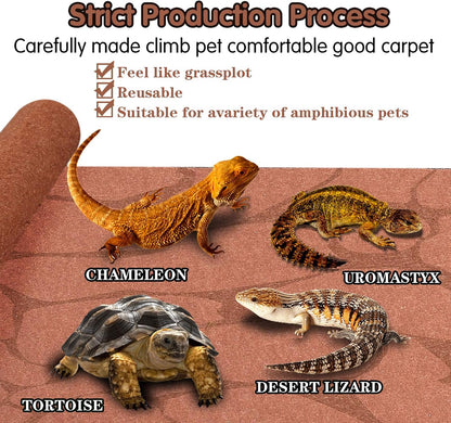 2PCS Reptile Carpet 20 Gallon, Pet Terrarium Liner, Reptiles Cage Mat/Substrate for Snakes, Chameleons, Geckos and Bearded Dragon Tank Accessories with Tweezers Feeding Tongs Desert(30*12in)