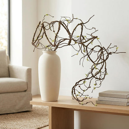 9FT Artificial Vine for Mantel Decor, Bendable Fake Tree Branches & Reptile Vines, Real Touch Faux Twigs with Green Buds for Spring Décor