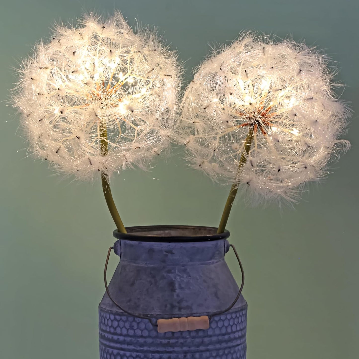 TOPIA Giant Artificial Dandelion Flower Fake Dandelion Decor for Home (2 Pcs) (White)