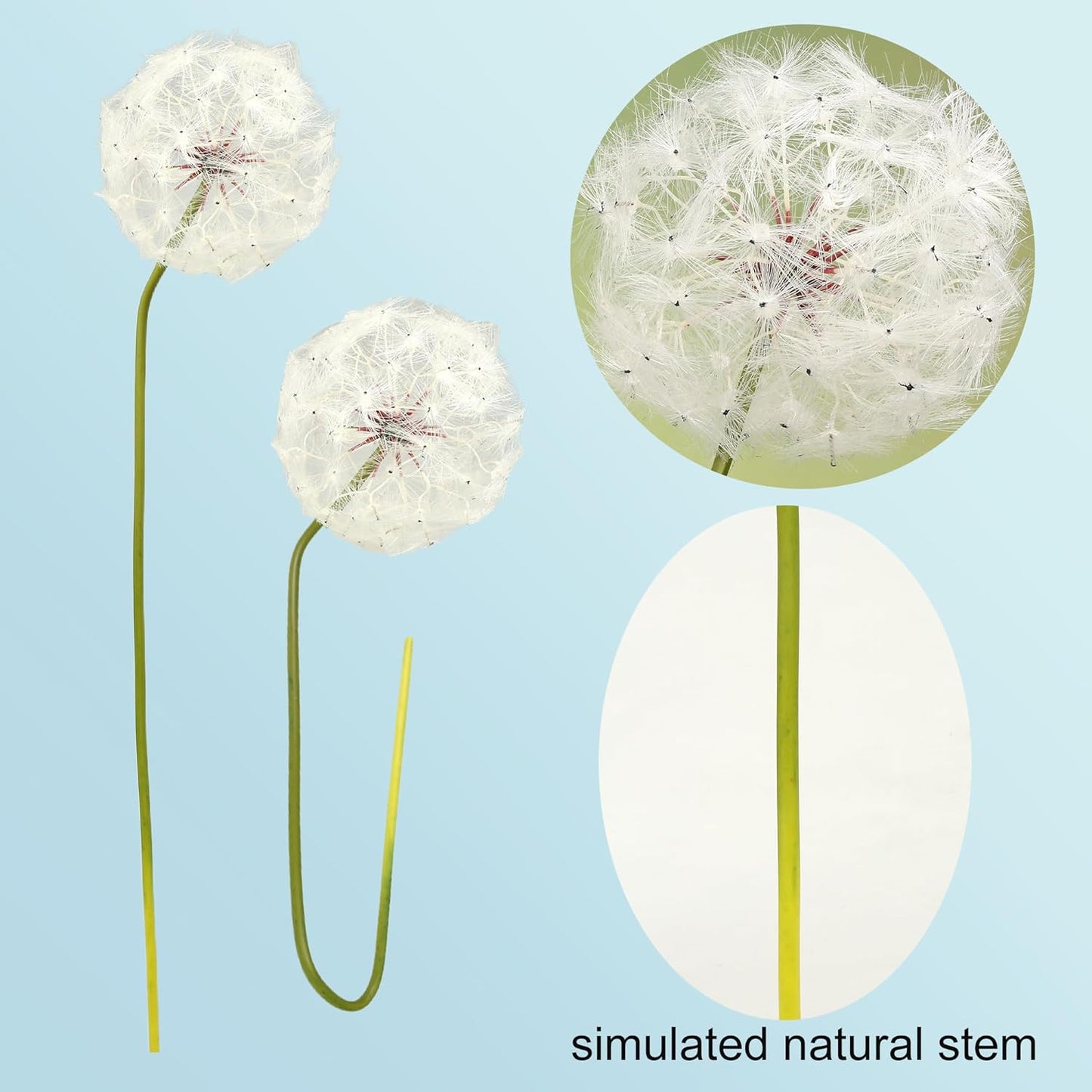 TOPIA Giant Artificial Dandelion Flower Fake Dandelion Decor for Home (2 Pcs) (White)