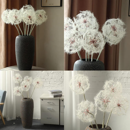 TOPIA Giant Artificial Dandelion Flower Fake Dandelion Decor for Home (2 Pcs) (White)