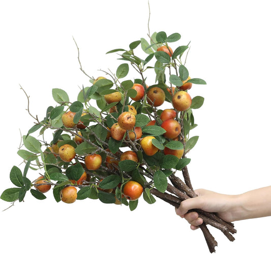 Artificial Pomegranate Cherry Plant, Realistic Fruit Tree Branch with Black Pot, 19 Inch Height, 4 Inch Base, Home Decor (6)