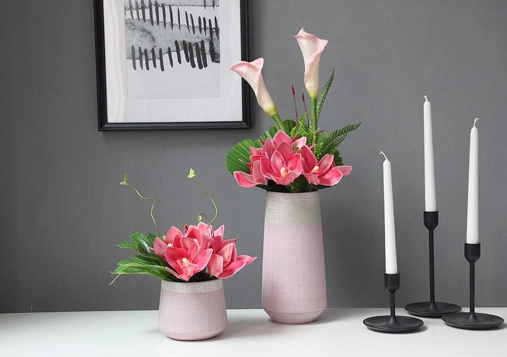 20Pcs Real Touch Artificial Fake Plants Silk Cymbidium Orchid Flowers Arrangements Wedding Bouquets Decorations Floral Table Centerpieces Home Kitchen Garden Party(Light Pink)