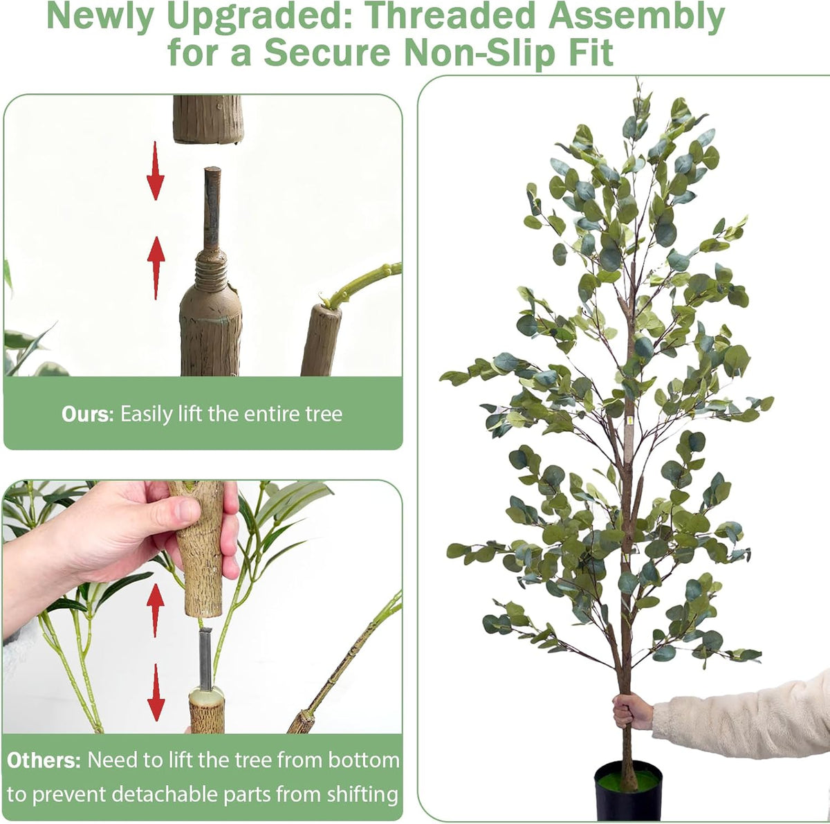 Artificial Eucalyptus Tree 6FT, Faux Floor Tree Indoor Outdoor