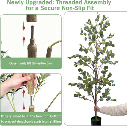 Artificial Eucalyptus Tree 6FT, Faux Floor Tree Indoor Outdoor
