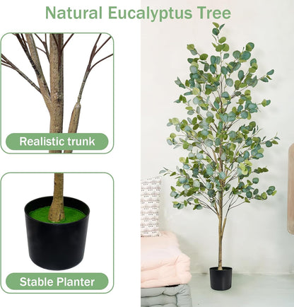 Artificial Eucalyptus Tree 6FT, Faux Floor Tree Indoor Outdoor