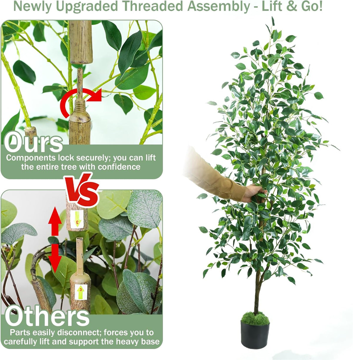 Artificial Eucalyptus Tree 6FT, Faux Floor Tree Indoor Outdoor