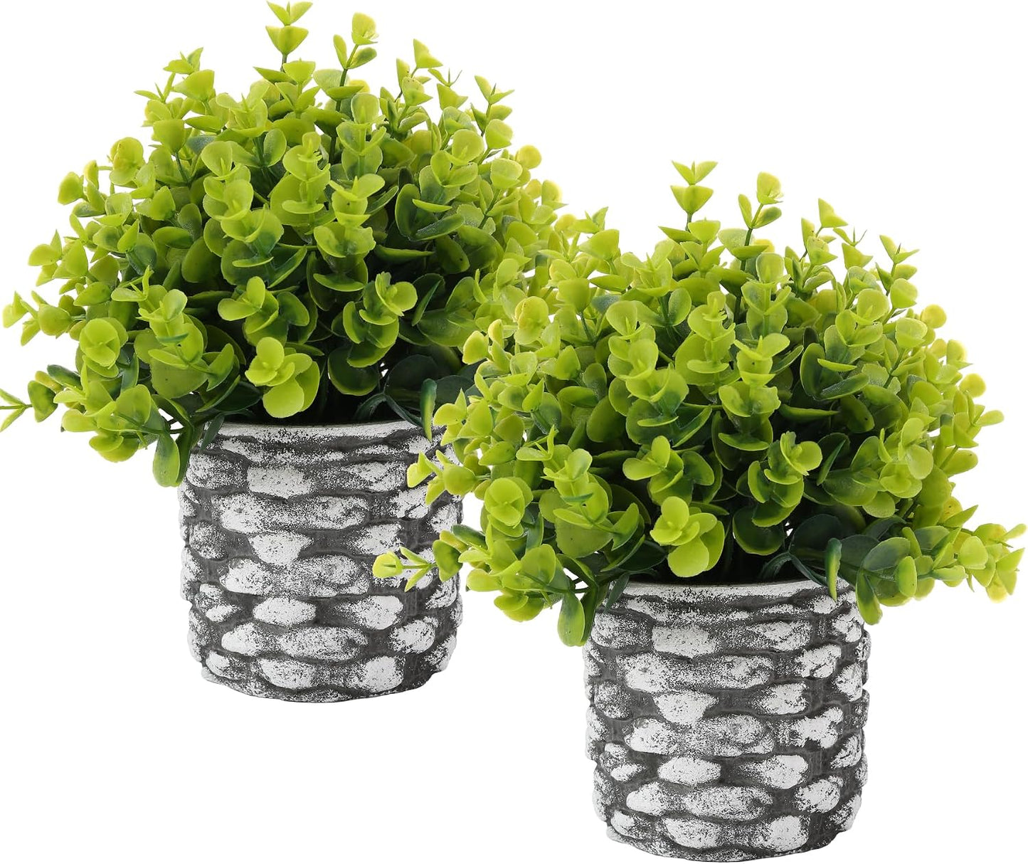 4 Pack Small Fake Plants, 10" Artificial Plants Indoor Eucalyptus/Rosemary/Succulents, Small Faux Plants in Pulp Pot,for Farmhouse Decor, for Bathroom Bedroom Kitchen Office Living Room Decor
