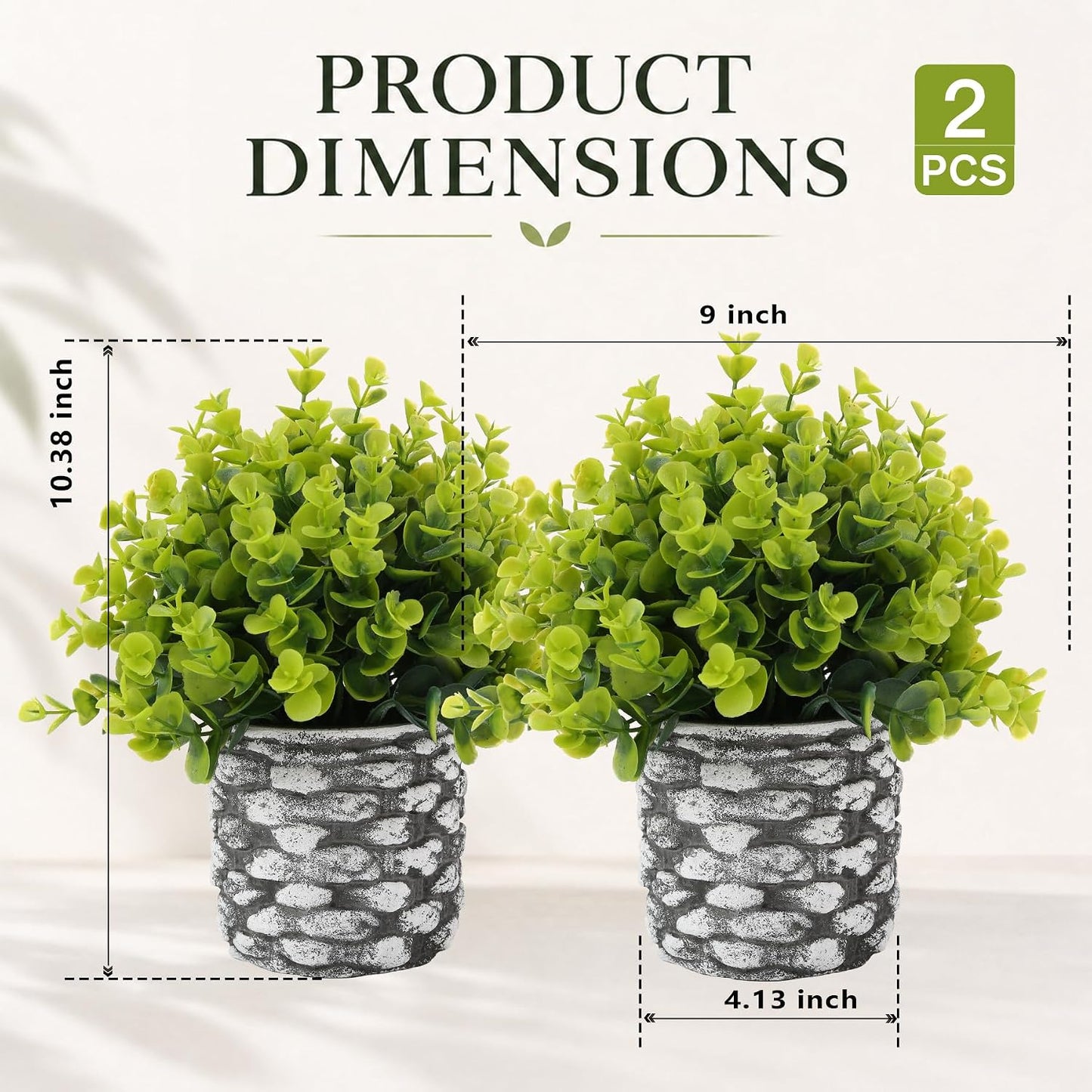 4 Pack Small Fake Plants, 10" Artificial Plants Indoor Eucalyptus/Rosemary/Succulents, Small Faux Plants in Pulp Pot,for Farmhouse Decor, for Bathroom Bedroom Kitchen Office Living Room Decor