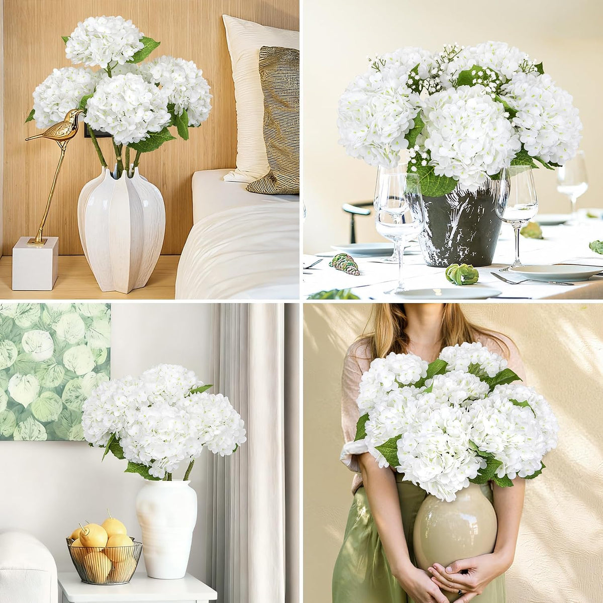 4 Pcs 21" Blue Hydrangea Artificial Flowers for Decorations