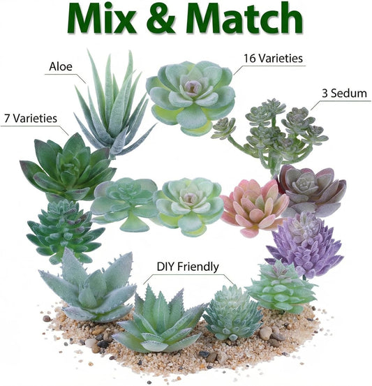 18 Pcs Artificial Succulents, Realistic Succulent Plants,Unpotted Faux Succulent for DIY Crafting Floral Wall Garden Arrangement Home Office Decoration