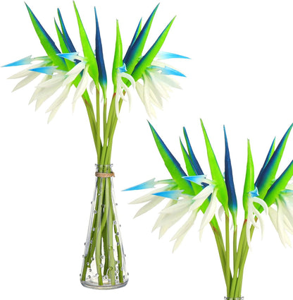 10 Pieces Bird of Paradise Artificial Plant 22 Inch Hawaiian Tropical Flowers Faux Flowers Bouquet Large Elegant Green Plant for Home Garden Decoration Office Wedding Decor Supplies (Red)
