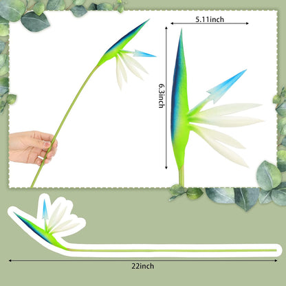 10 Pieces Bird of Paradise Artificial Plant 22 Inch Hawaiian Tropical Flowers Faux Flowers Bouquet Large Elegant Green Plant for Home Garden Decoration Office Wedding Decor Supplies (Red)